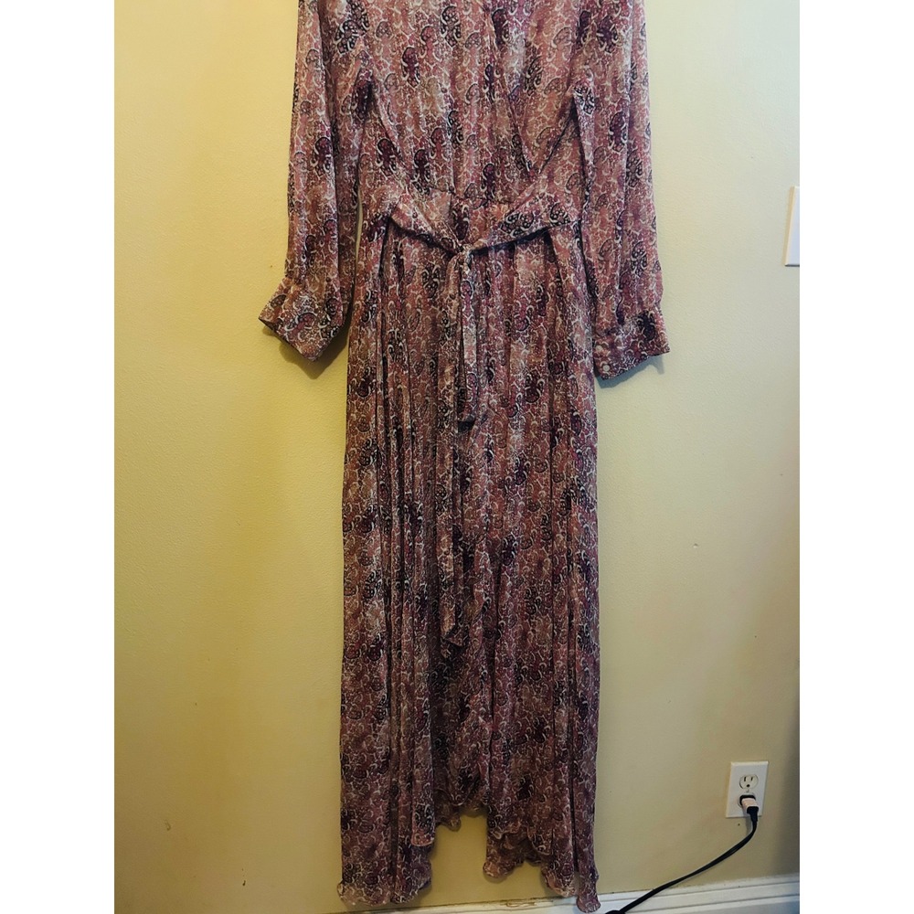 Indigo‎ Rose Maxi Dress Womens Small Pink Paisley Metallic Excellent Boho Wrap - Picture 5 of 11